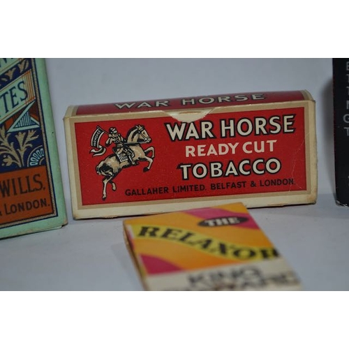 364 - War Horse Tobacco Box + Wild Woodbine Cigarettes Box + 2 Matchboxes