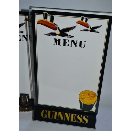 398 - Guinness Menu Stand x3 Incl Brass Holder Made by Jewellery & Metal Manufacturing Co.Dublin c1948 wit... 