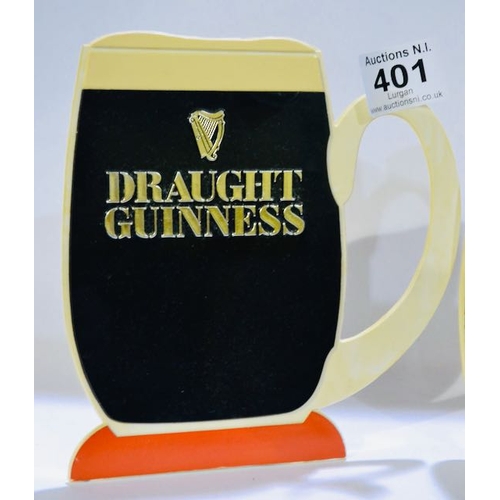 401 - Pair of Draught Guinness Perspex Pints - Graduated Sizes 8.5x8