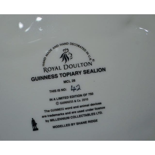 408 - Coalport & Millenium Collectables Present Guinness Topiary SeaLion MCL28 Ltd Ed No 42/750 with Cert