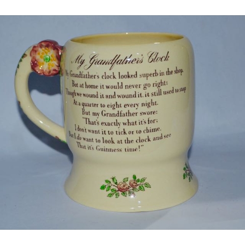 410 - Carlton Ware 'My Grandfathers Clock' Musical Tankard c1960 with Guinness Time! Poem on Reverse