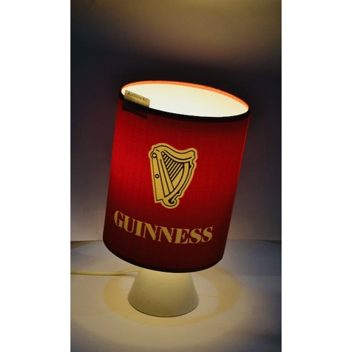 218A - White Ceramic Cone Base Lamp with Red Guinness Shade - Appx 12