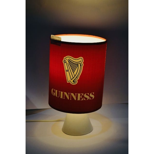 218A - White Ceramic Cone Base Lamp with Red Guinness Shade - Appx 12