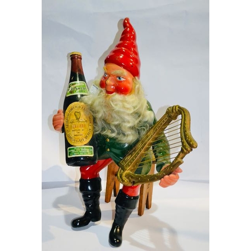 260A - Rare 1960s Seated Leprachaun With Guinness Bottle & Harp Appx 20 x 15