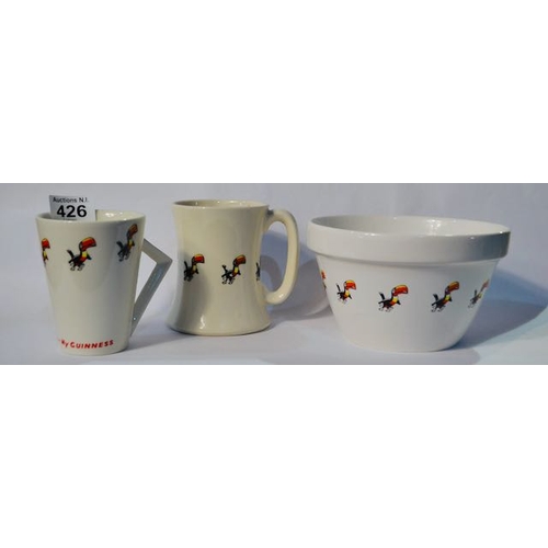 426 - Carlton Ware Running Toucan Pudding Basin + Carlton Ware Running Toucan Cup & Mug