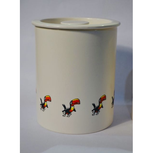 427 - Carlton Ware Running Toucan Cheesepot + Pair of Carlton Ware Running Toucan Storage Jars c1960s