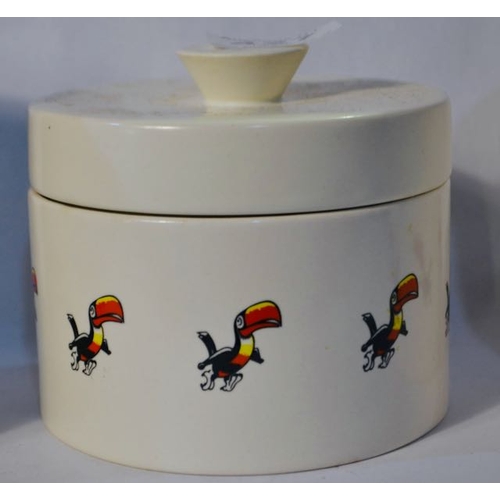 427 - Carlton Ware Running Toucan Cheesepot + Pair of Carlton Ware Running Toucan Storage Jars c1960s