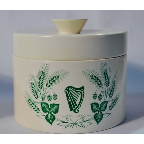 428 - Pair of Carlton Ware Green Guinness Harp Detailed Cheesepots c1960s