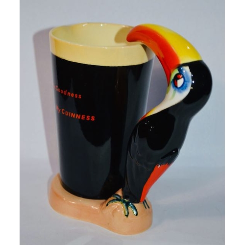 442 - Carlton Ware Toucan Water Jug on Beige Base GA2316 My Goodness My Guinness Printed in Red c1958