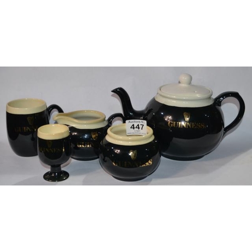 447 - Carlton Ware Specially Produced for Guinness by James Blackmore Ltd Set of 5 - Teapot, Mug, Sugar Bo... 