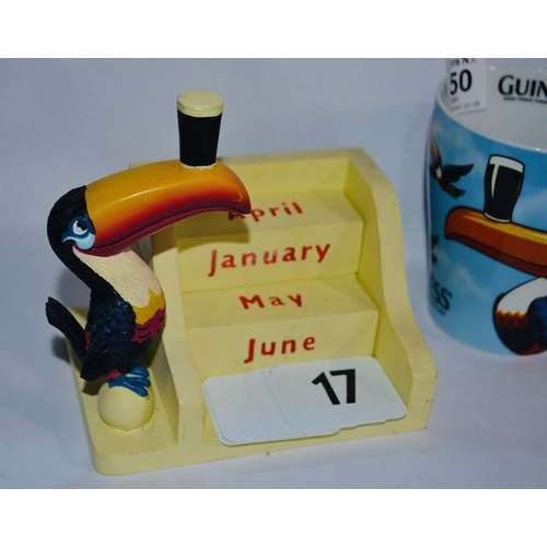 450 - Guinness & Co Heritage Toucan Perpetual Calendar, Toucan Cup & Teaspoon + Teabag Dish