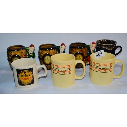 451 - Collection of Guinness Mugs - Shannon, Kiln Craft x2, 1 Unbranded, 3x Leprachaun Barrel