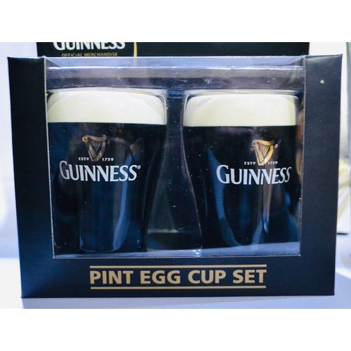 458 - Guinness Bottle Glass Chopping Board x2, Pint Egg Cup Pair + Guinness Label Chopping Board