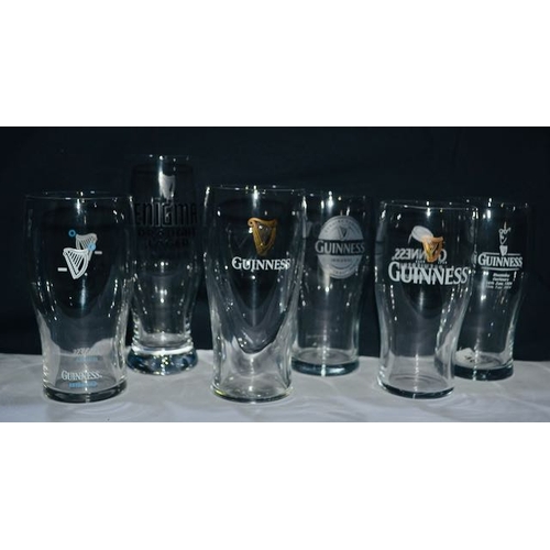 463 - 6x Guinness Pint Glass - Incl Bloomsday Centenary, Enigma, Premiership, Extra Cold