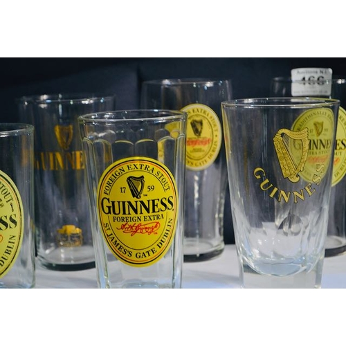 466 - 8x Guinness Pint Glass - 5 with Coloured Label