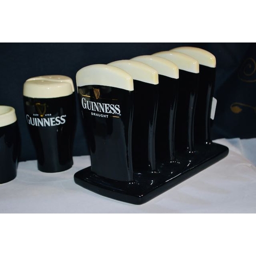 476 - Guinness Contemporary Pint Toast Rack, Set of 4 Egg Cups + Salt & Pepper Pint