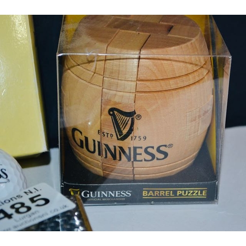 485 - Collection of Guinness Games - Golf Balls, Playing Cards, Barrel Puzzle