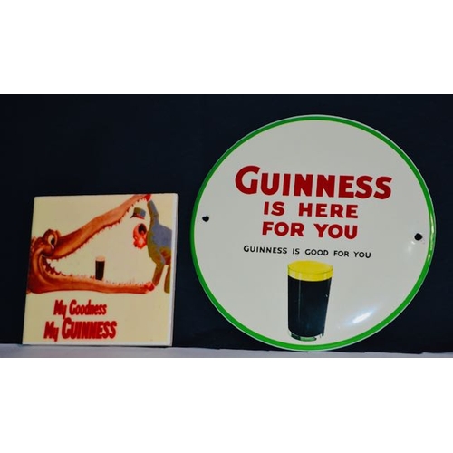 487 - My Goodness My Guinness Tile + Guinness is Here for You Circular Sign