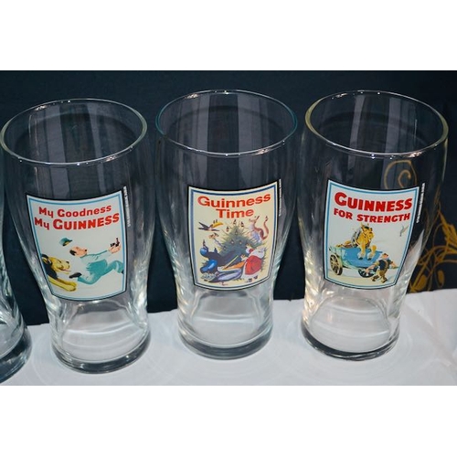 489 - Guinness Pint Glass x 7 Incl Foreign Extra Stout, Rugby Canada, Christmas Pint, 3 Gilroy Scenes