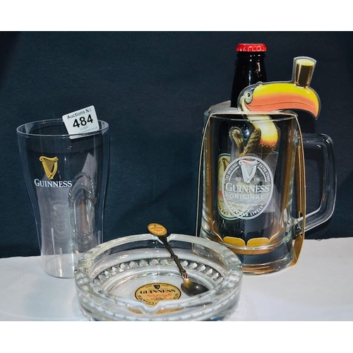 484 - Guinness Original Tankard + Glass Guinness Ashtray + Guinness Spoon