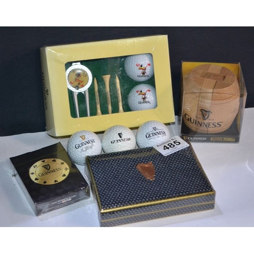 485 - Collection of Guinness Games - Golf Balls, Playing Cards, Barrel Puzzle