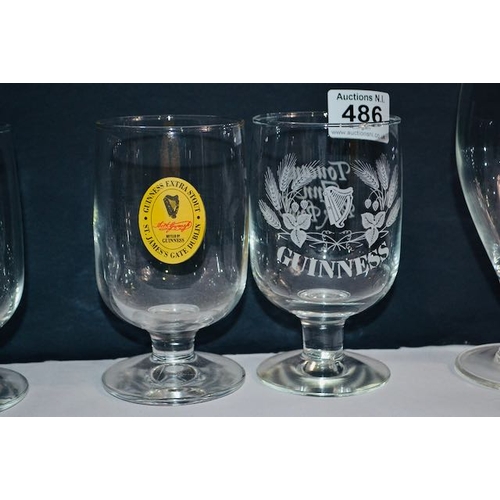 486 - 6x Guinness Glass Incl Toucan Inn Park Royal, Bloomsday, Guinness Label