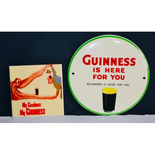 487 - My Goodness My Guinness Tile + Guinness is Here for You Circular Sign