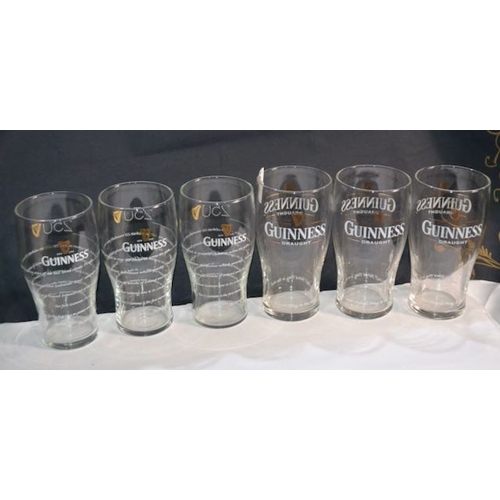 488 - 6x Guinness Pint Glass Incl Barley, Water, Hops