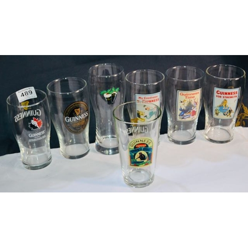 489 - Guinness Pint Glass x 7 Incl Foreign Extra Stout, Rugby Canada, Christmas Pint, 3 Gilroy Scenes