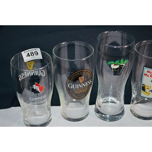 489 - Guinness Pint Glass x 7 Incl Foreign Extra Stout, Rugby Canada, Christmas Pint, 3 Gilroy Scenes