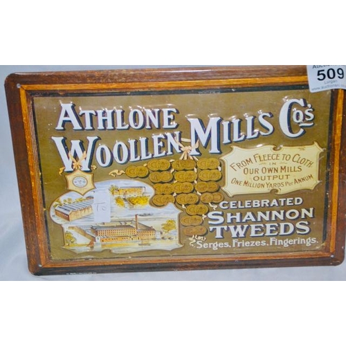 509 - Athlone Woolen Mills Celebrated Shannon Tweeds Metal Advertising