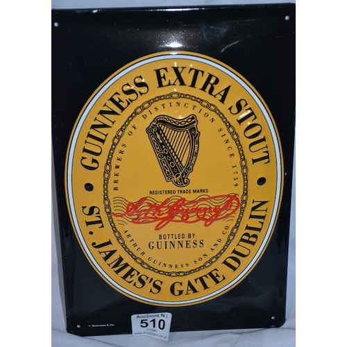 510 - Guinness Extra Stout Label Metal Advertising