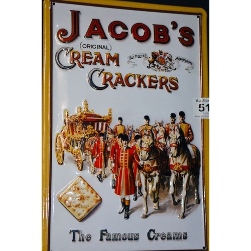 511 - Jacob's Cream Crackers Metal Advertising