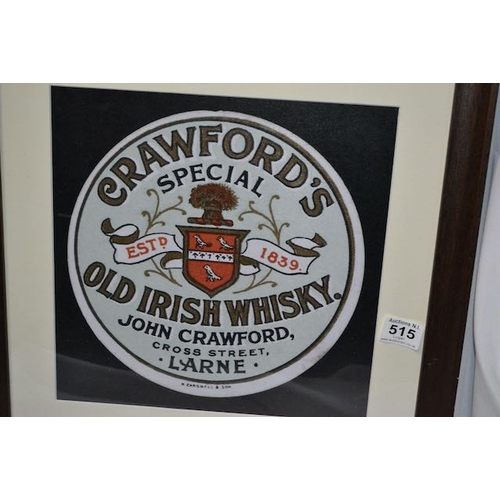 515 - Framed Crawford's Special Old Irish Whiskey Print