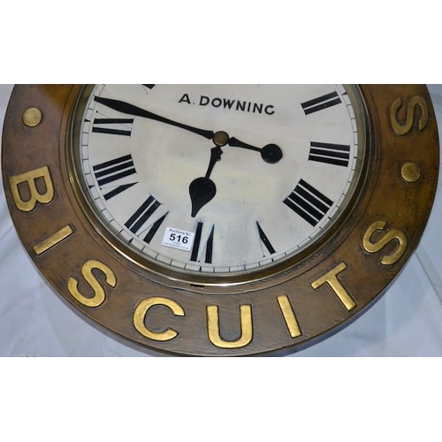 516 - Crawfords Biscuits A Downing Large Clock - Appx 2' Dia