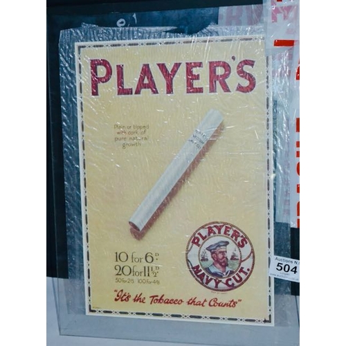 504 - Double Sided Players Card in Perspex Sheet - Card Measures Appx 13x9