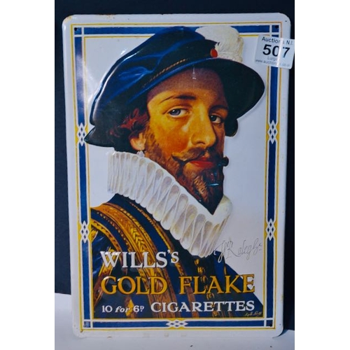 507 - Wills's Gold Flake Cigarettes Metal Advertising