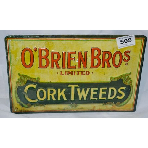 508 - O Brien Bros Cork Tweeds Metal Advertising