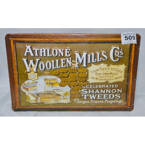 509 - Athlone Woolen Mills Celebrated Shannon Tweeds Metal Advertising