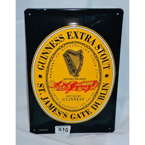 510 - Guinness Extra Stout Label Metal Advertising