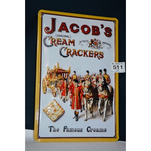 511 - Jacob's Cream Crackers Metal Advertising