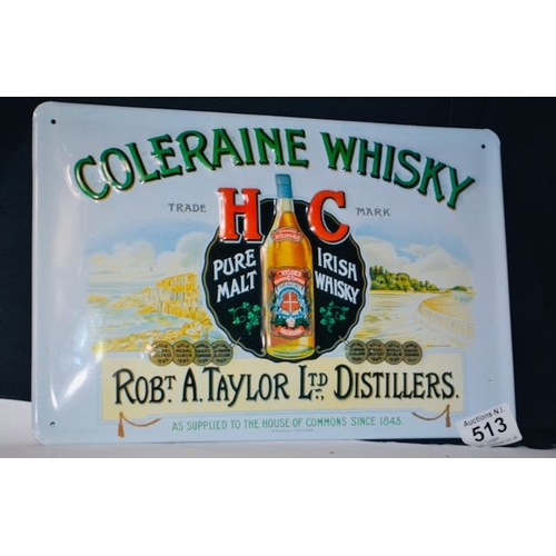 513 - Coleraine Whisky Metal Advertising