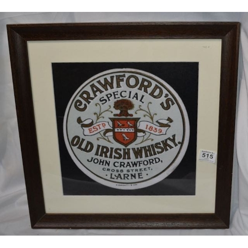 515 - Framed Crawford's Special Old Irish Whiskey Print