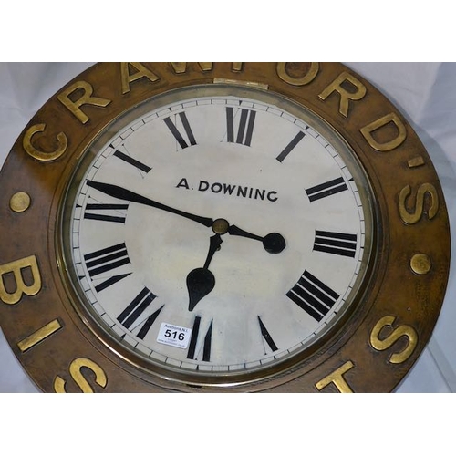 516 - Crawfords Biscuits A Downing Large Clock - Appx 2' Dia