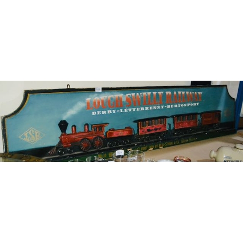 519 - Large Lough Swill Railway - Derry/Letterkenny/Burtonport Wooden 3D Board - Appx 6' Long