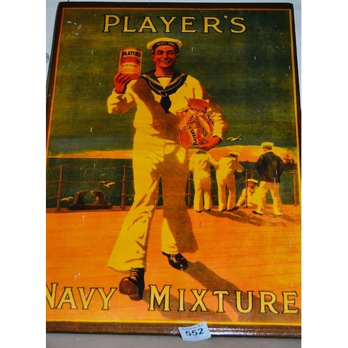 552 - Players Navy Mixture Advertising Sign - Appx 15x21