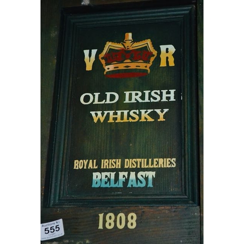 555 - Dunville's Old Irish Whisky Advertising Board - Appx 18x24