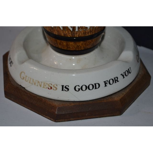 579 - Guinness Is Good for You Barrel Ashtray with Matchstick Holder on Plinth