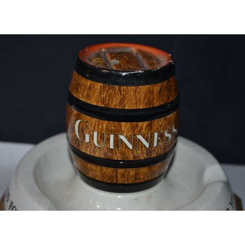 579 - Guinness Is Good for You Barrel Ashtray with Matchstick Holder on Plinth