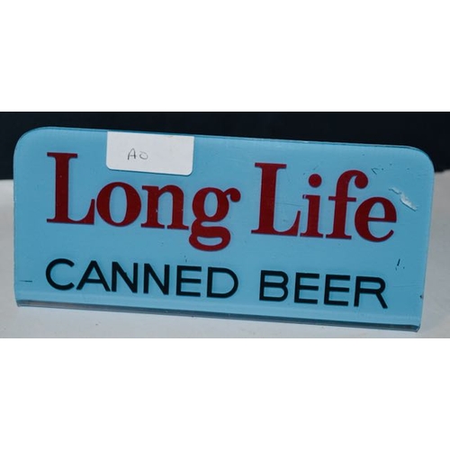 589 - Long Life Canned Beer Advertising Plaque